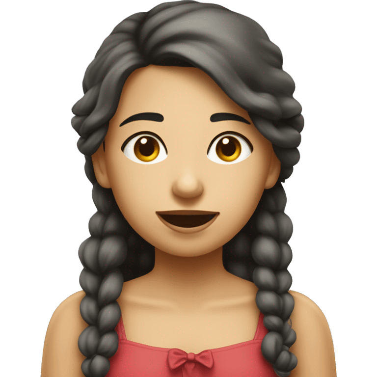 Menina com laço na cabeça mandando beijo emoji