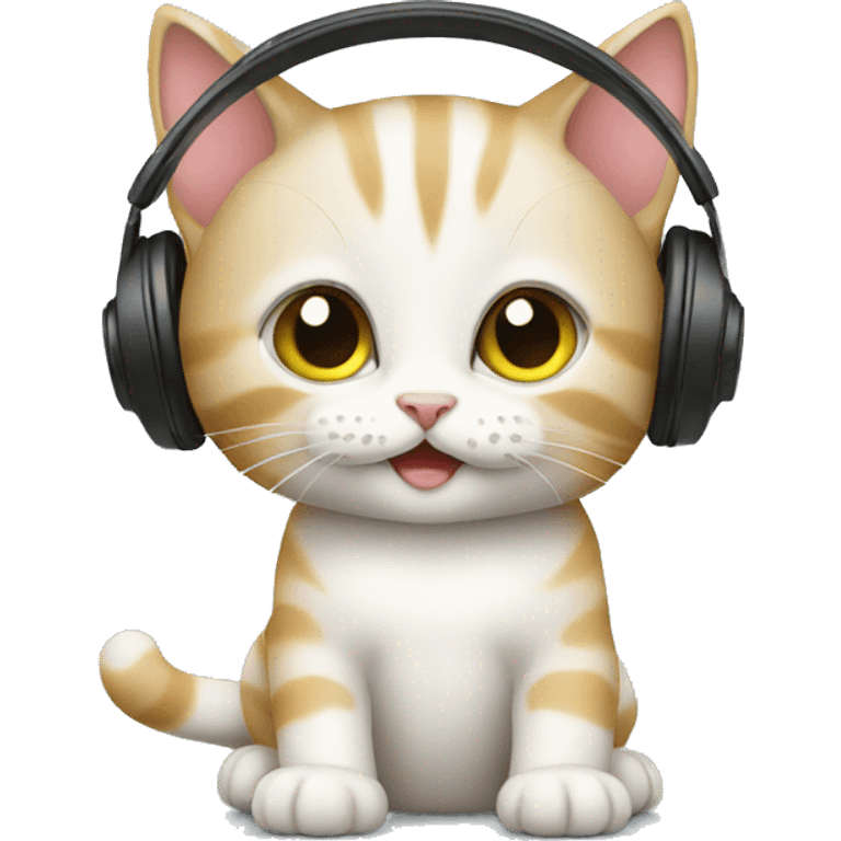 Kitten listening to music emoji