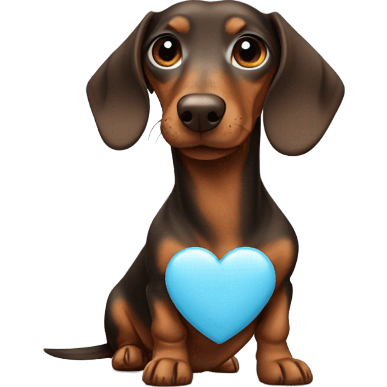 dachshund brown in light blue heart emoji