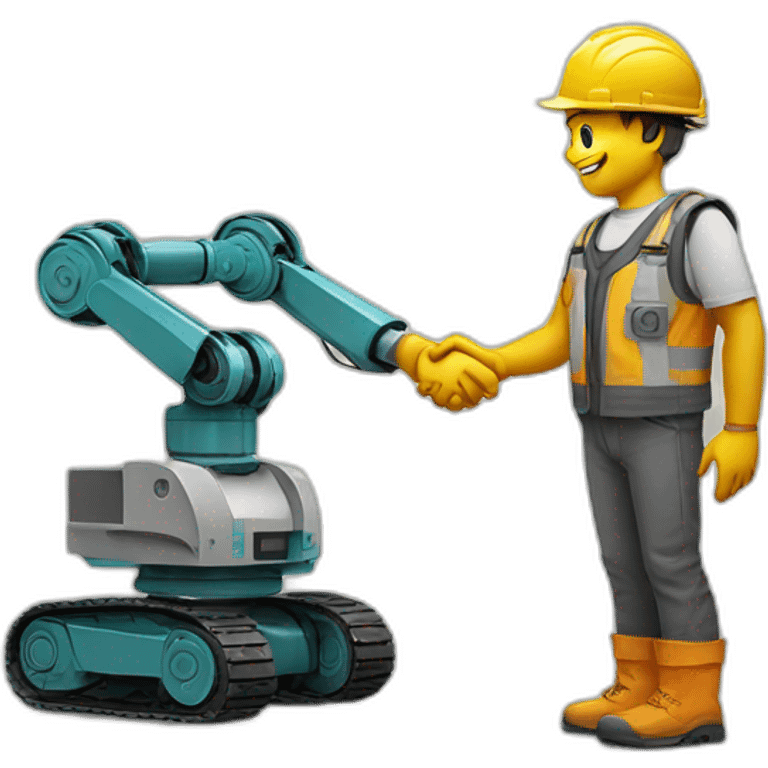 construction worker shaking hands with an AI robot emoji