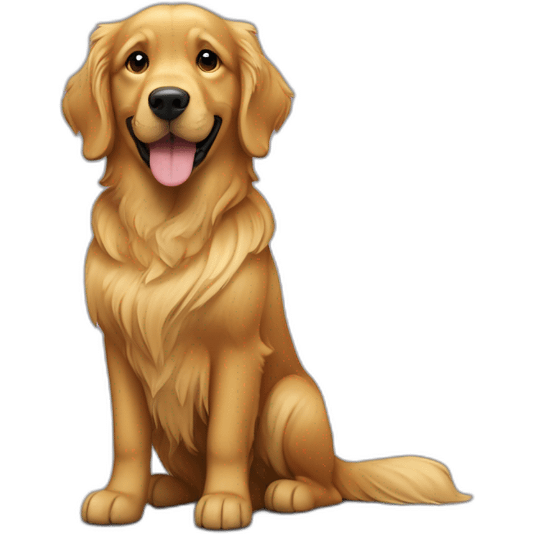 Golden retriever negro con señor alto rubio con pelo rizado emoji