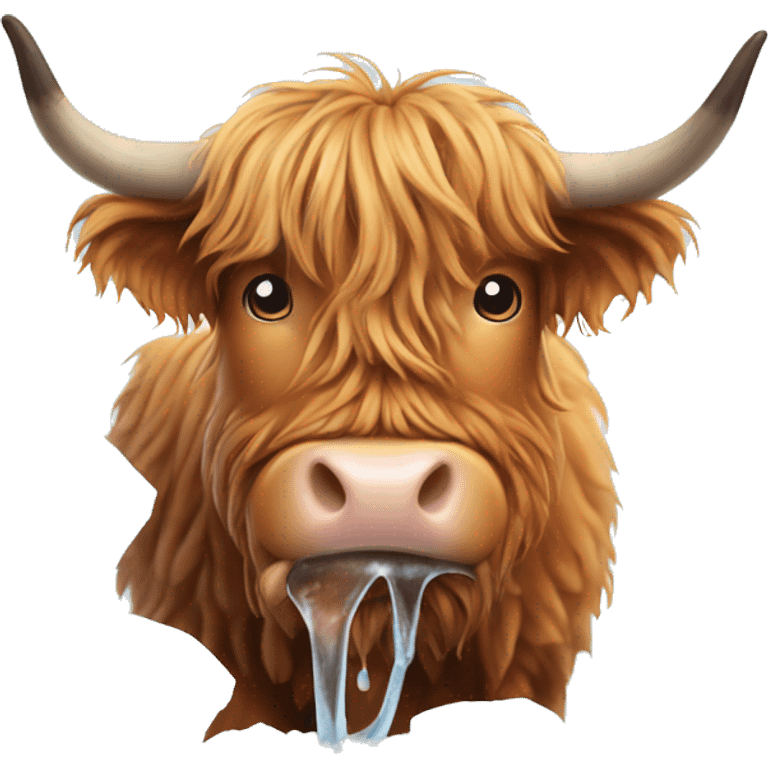 Highland cow eating ice emoji