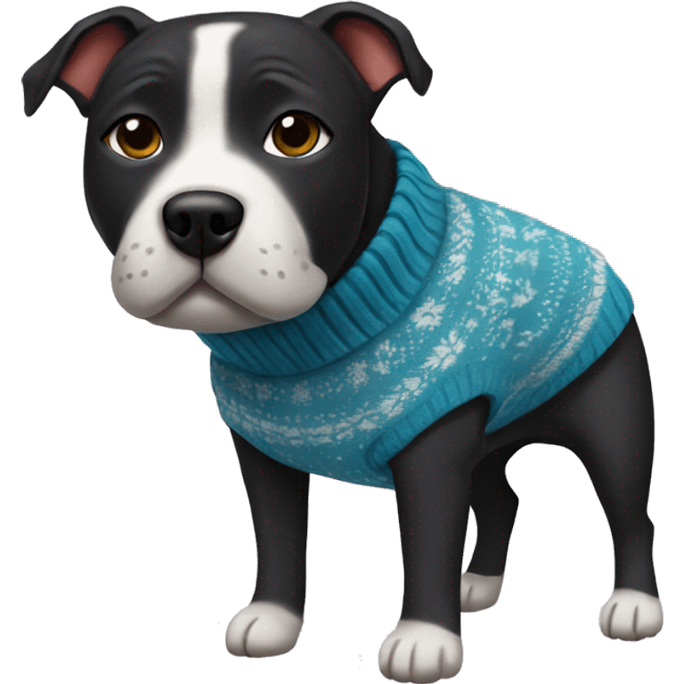 black staffy dog with sweater emoji