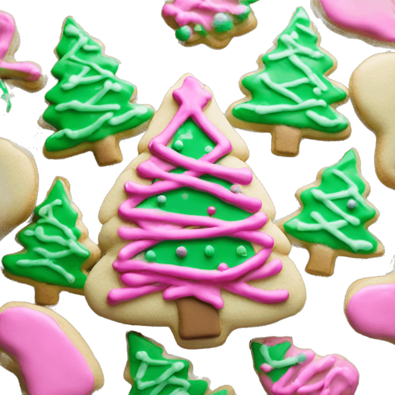  Christmas tree sugar cookie with pink frosting  emoji