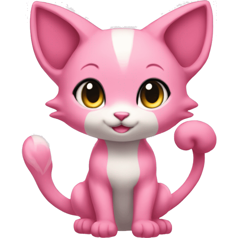 Pink Chibi Anthro Mew-Pokémon full body emoji