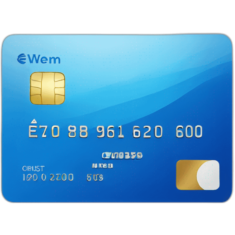 a blue credit card with european logo emoji