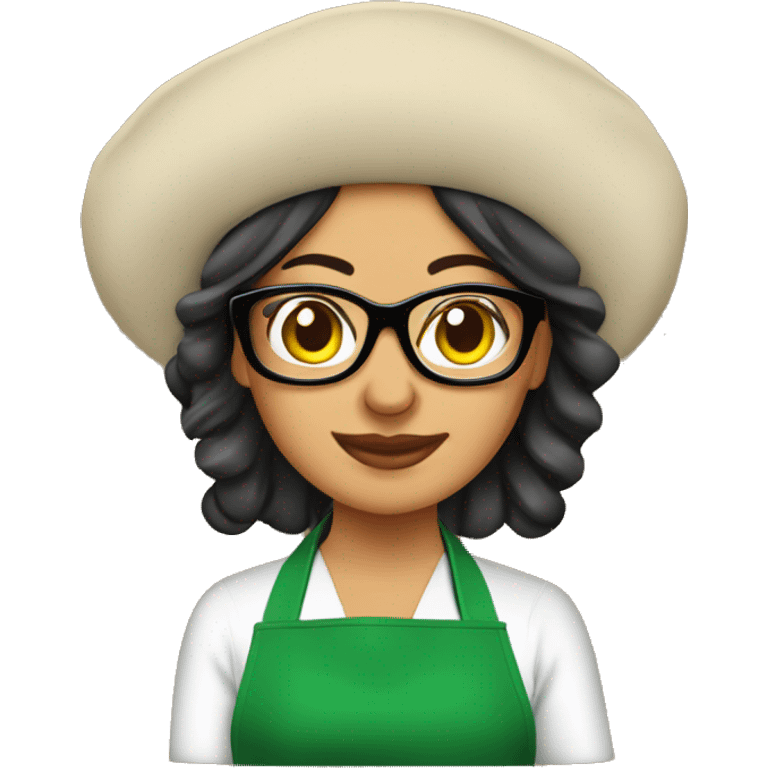 mexican lady green apron  with glasses cooking tacos emoji