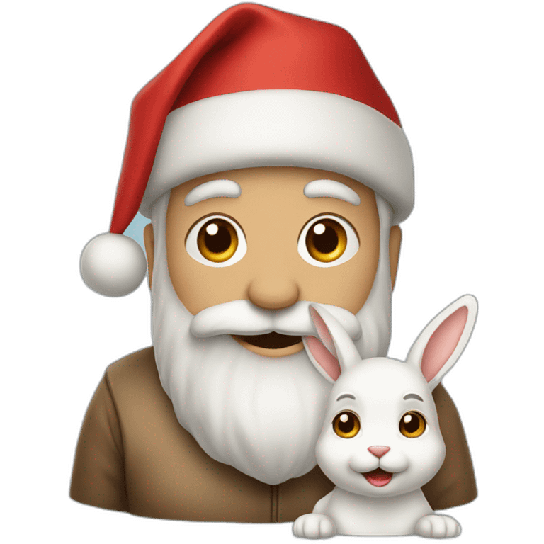 Père noel sur un lapin emoji