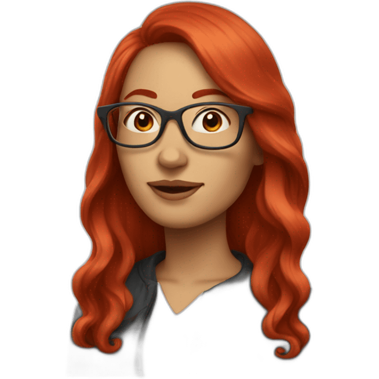 woman with long red hair and red glasses emoji