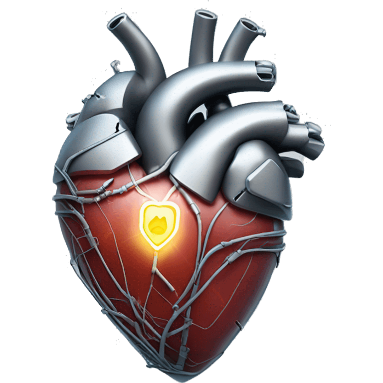 Cyborg anatomical heart with circuits emoji