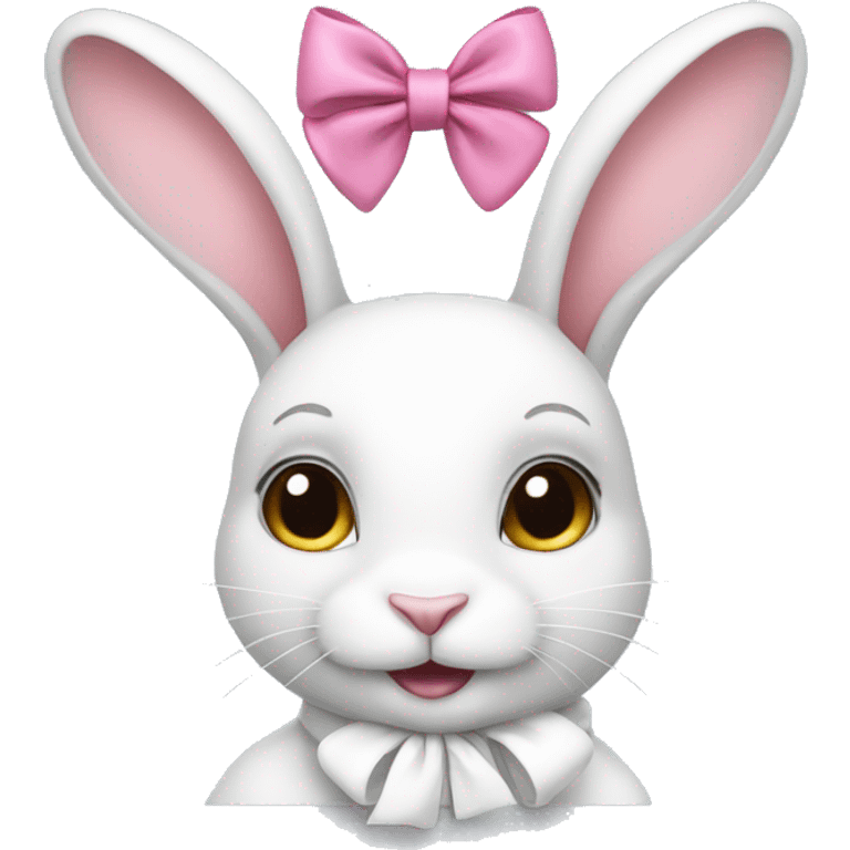 White bunny with pink bows on ear emoji