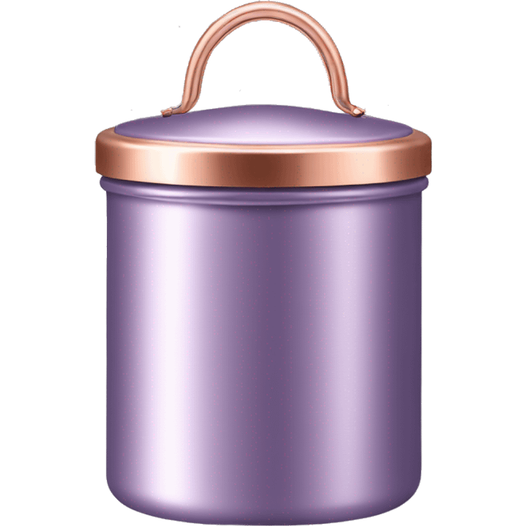 Realistic metallic lavender canister with rose gold hardware.  emoji