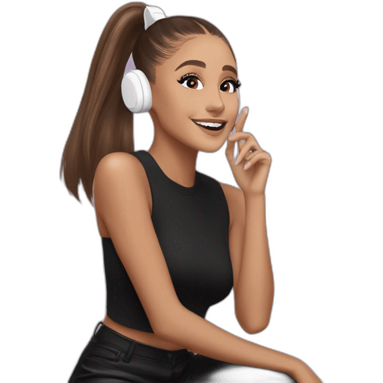 Ariana grande wearing airpods vibing at the music emoji