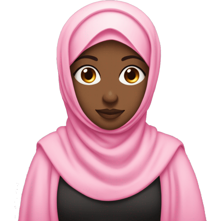 Black chubby Hijabi in pink abaya standing with heart eyes emoji