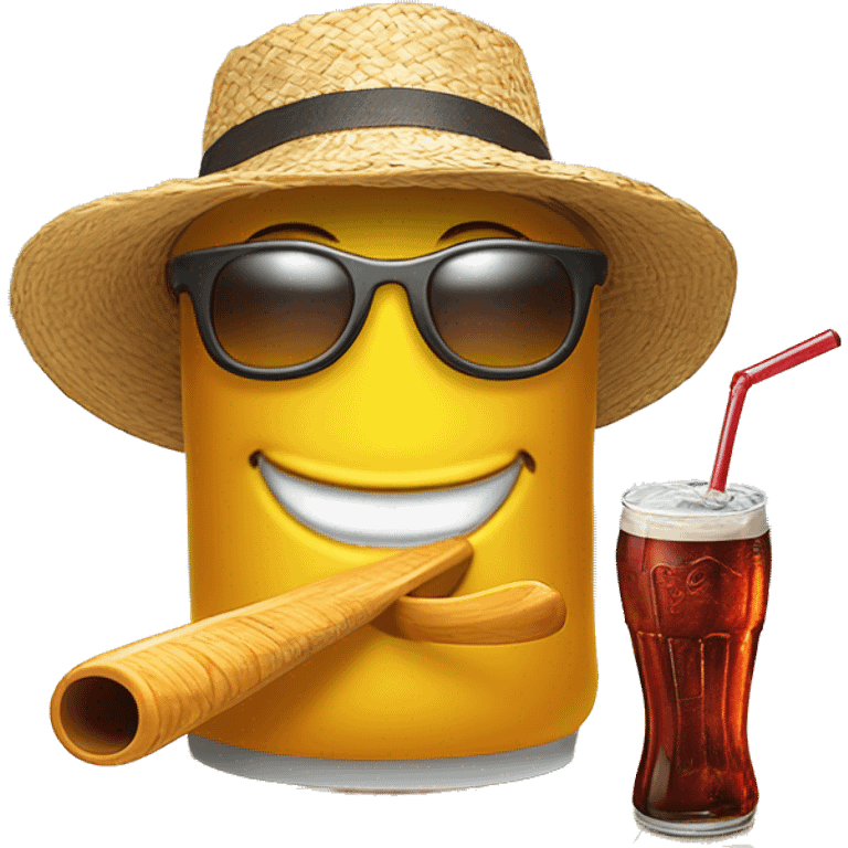 Cane che indossa cappello ed occhiali da sole, mentre beve la coca cola e sta facendo surf su una stella  emoji