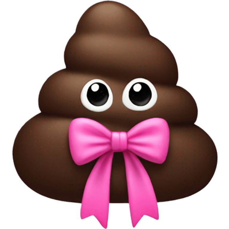 Dark brown poo with pink bow emoji