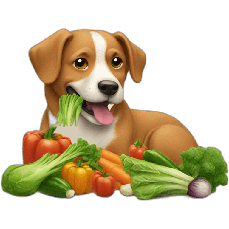 Dog eating vegetables  emoji