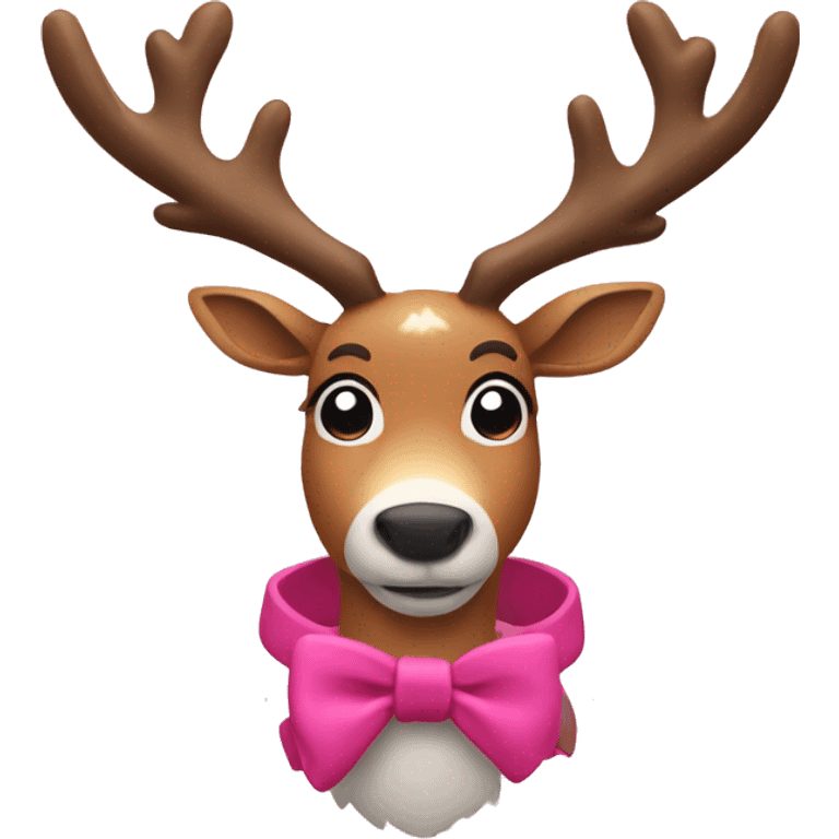 reindeer with a pink coat and a bow on its ear emoji