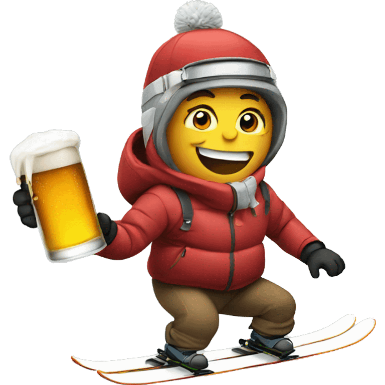 Skiing with a beer  emoji