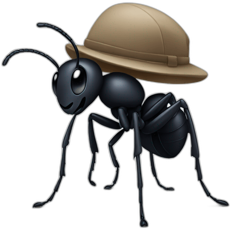 Dark ant with a cap  emoji