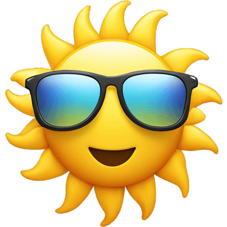 A smiling sun wearing sunglasses to represent a bright, sunny day emoji