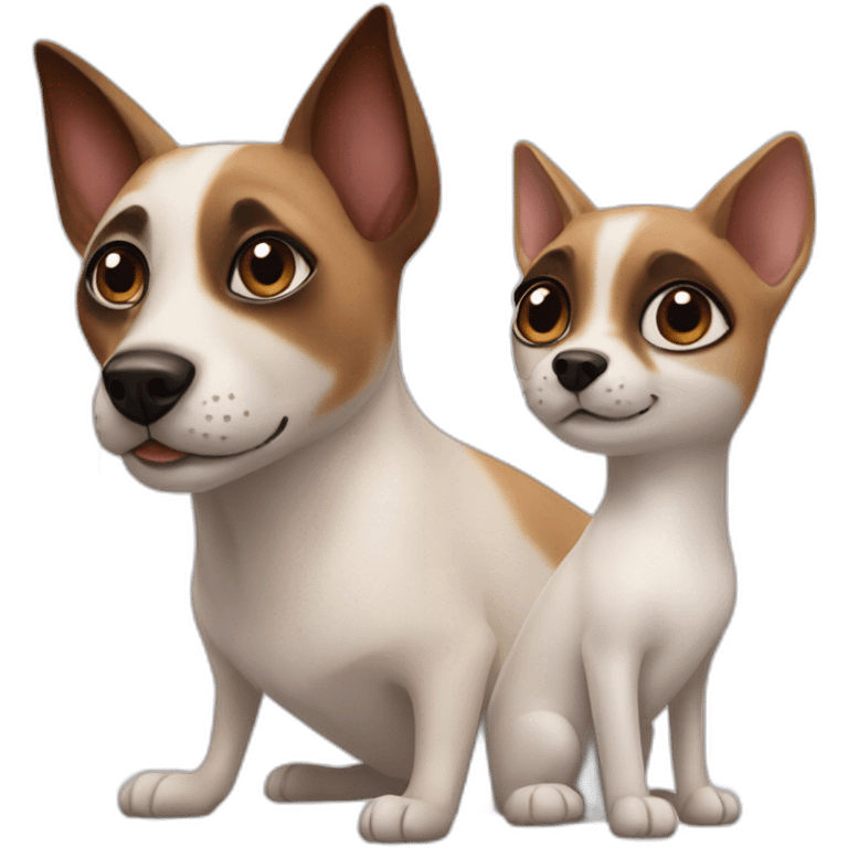 Siamese cat and jack russel dog emoji