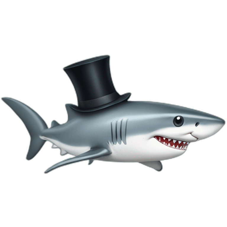 Shark with a top hat emoji