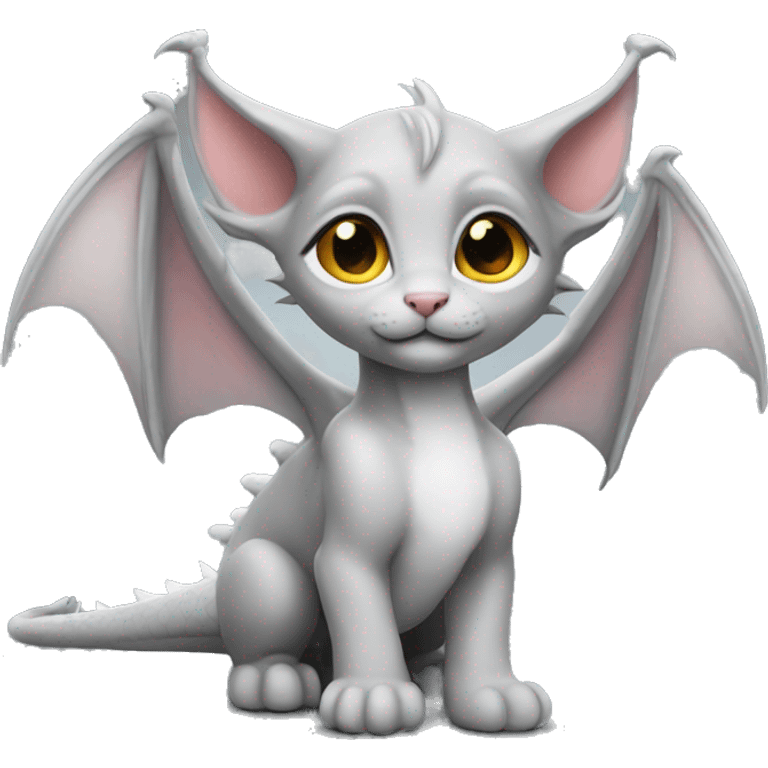  dragon wings on tiny light grey kitten emoji