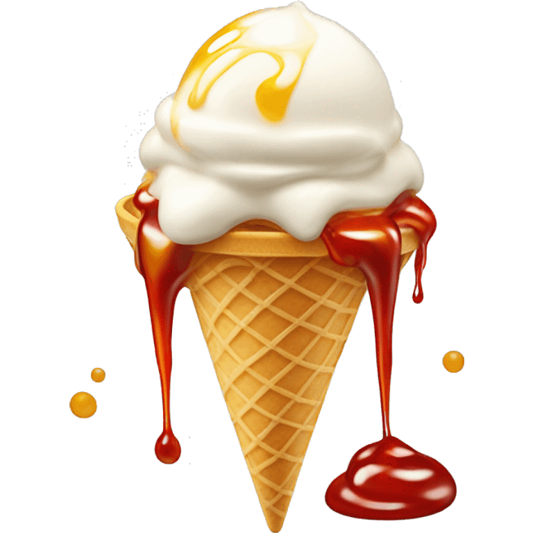 vanilla icecream with chili oil drizzled on top emoji