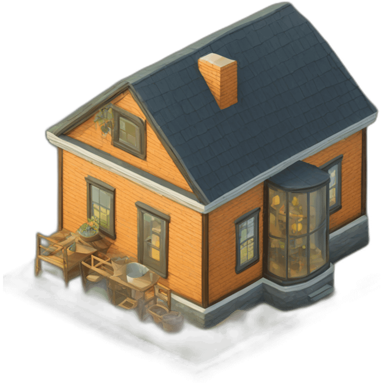 Whiskey glass house isometric emoji