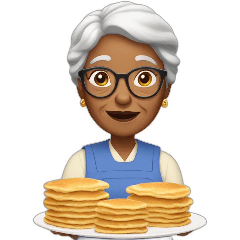 Granny with pancakes emoji