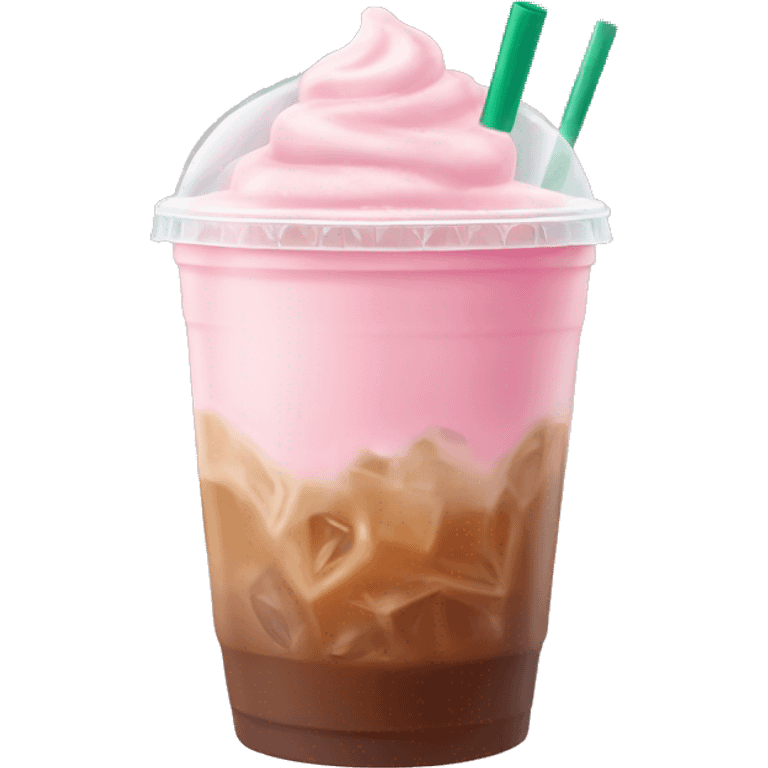 light pink starbucks ice coffee with ice cubes emoji