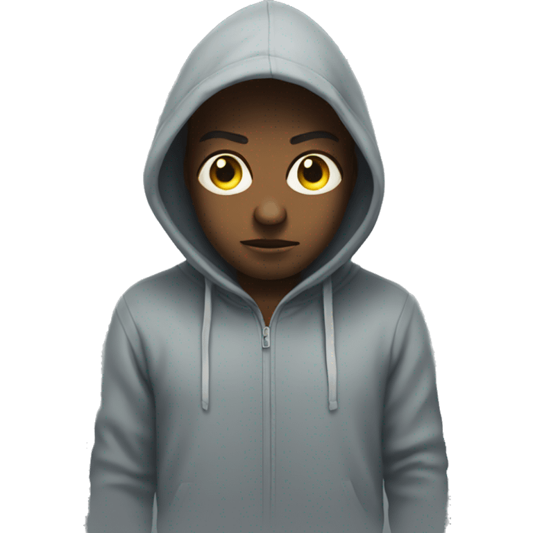 Eyes watery emoji with hoodie on emoji