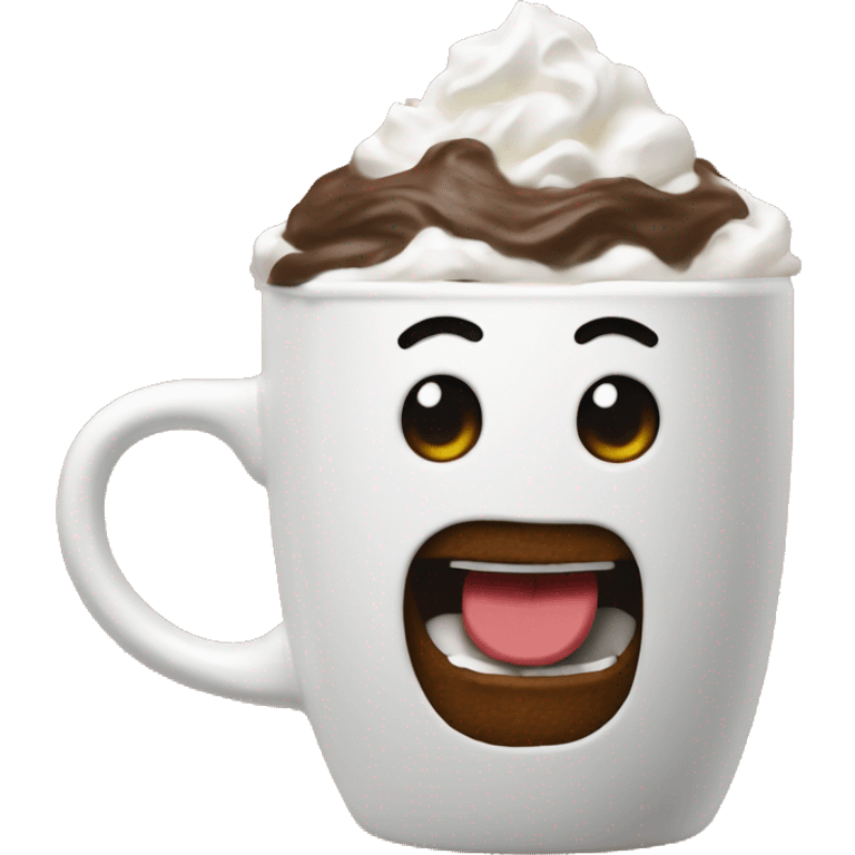 Coco in a mug with lots of whip cream no emoji face  emoji