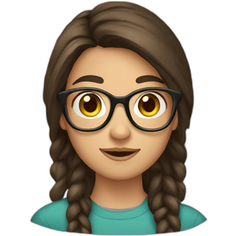 Young brunette geek emoji