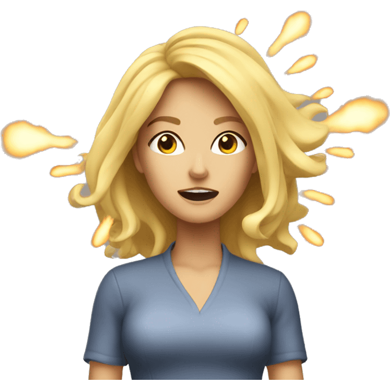 Blonde woman with explosion emoji