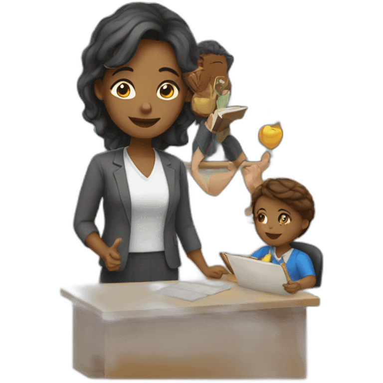 woman teacher with students emoji