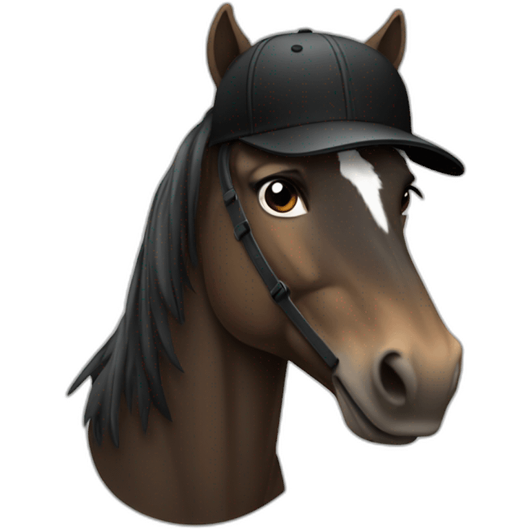 Horse with black baseball cap on emoji