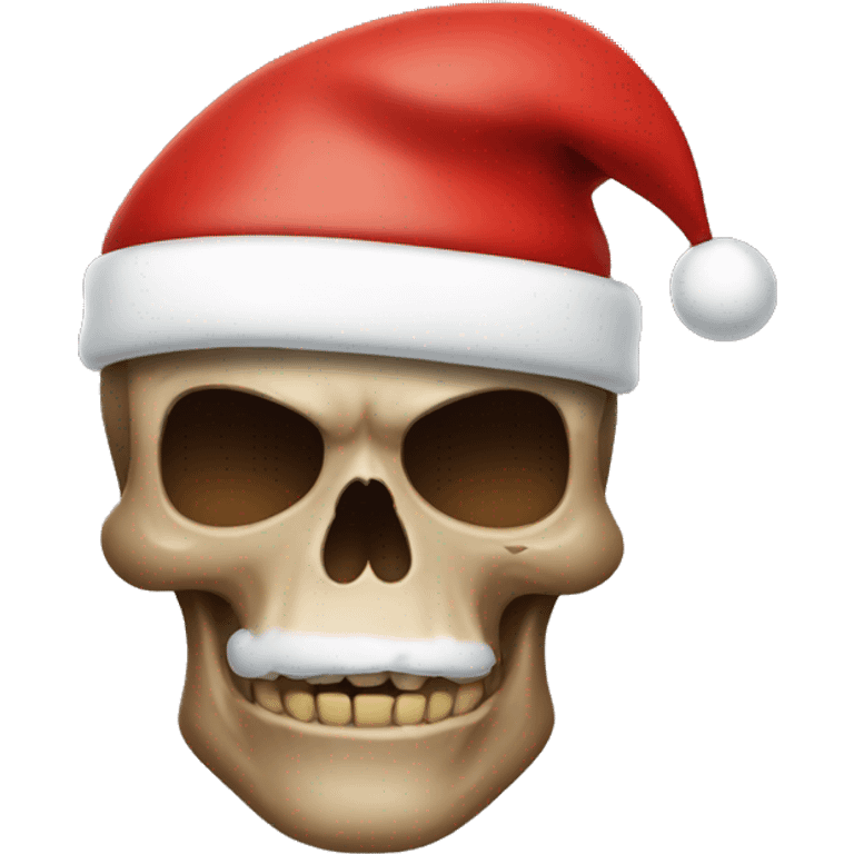 Brown skull with Santa hat emoji