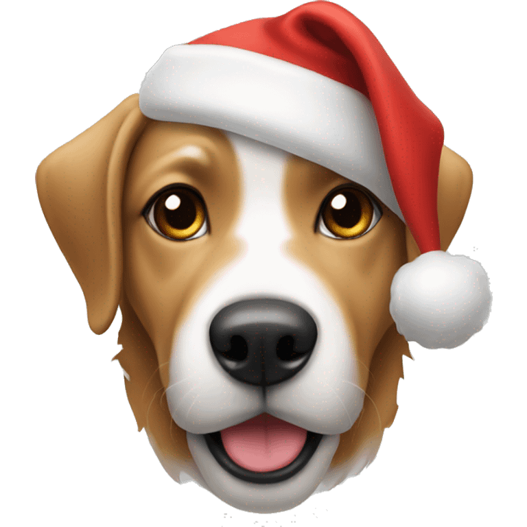 Dog wearing a Santa hat emoji