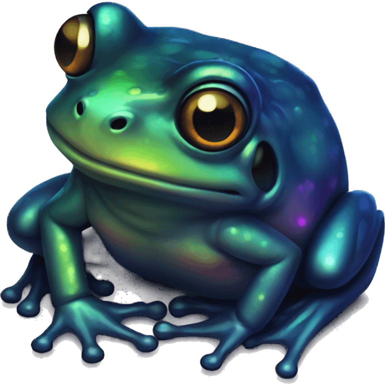 Dark iridescent frog glowing emoji