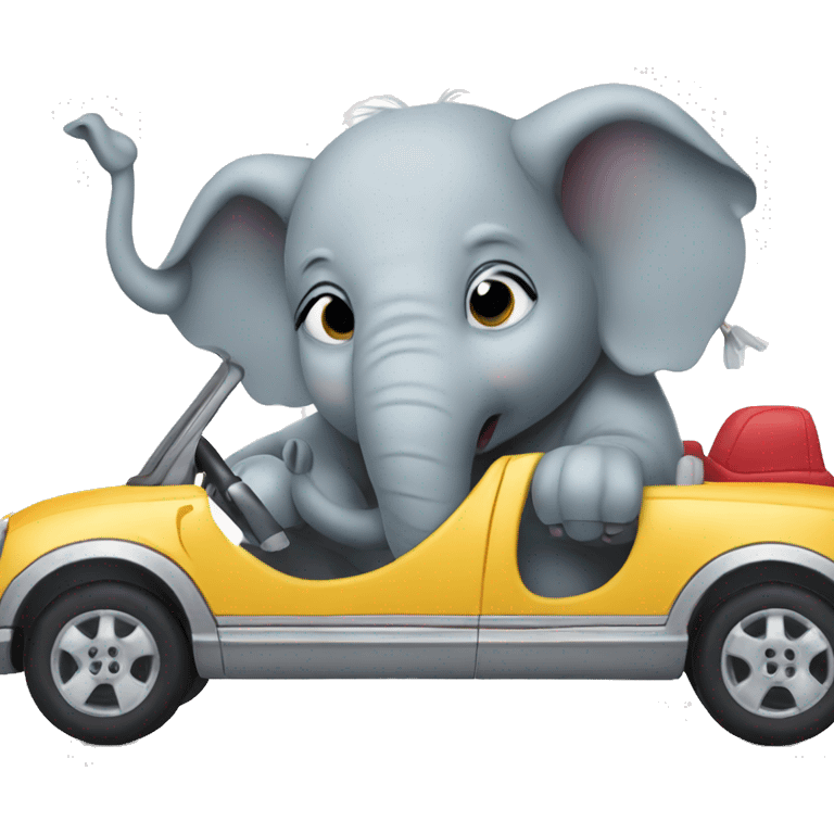 Elephant driving a car emoji