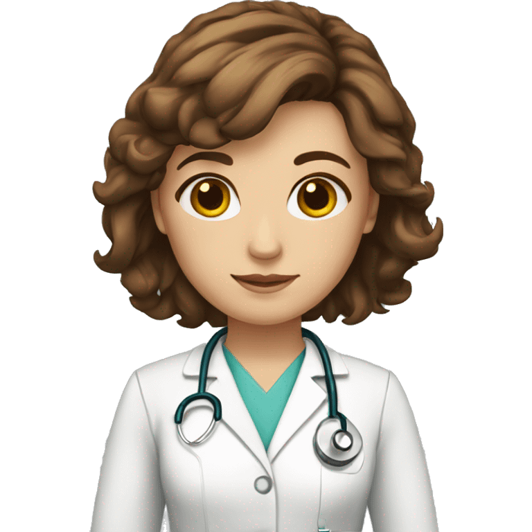 Doctor woman brown hair shoulderlength brown eyes  emoji