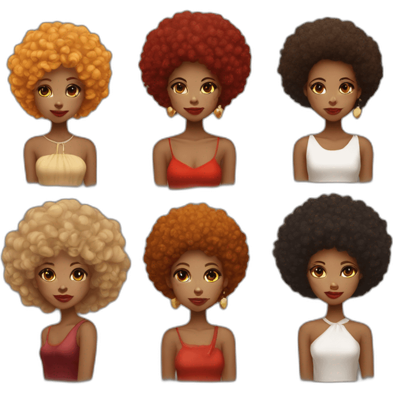 fille blanche, afro roux, rouge a levre, emoji