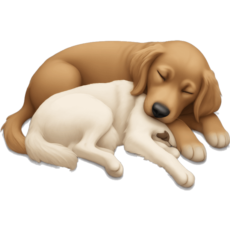 White girl brown hair sleeping with black golden retriever  emoji