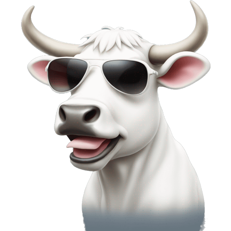 white bull with sunglasses emoji