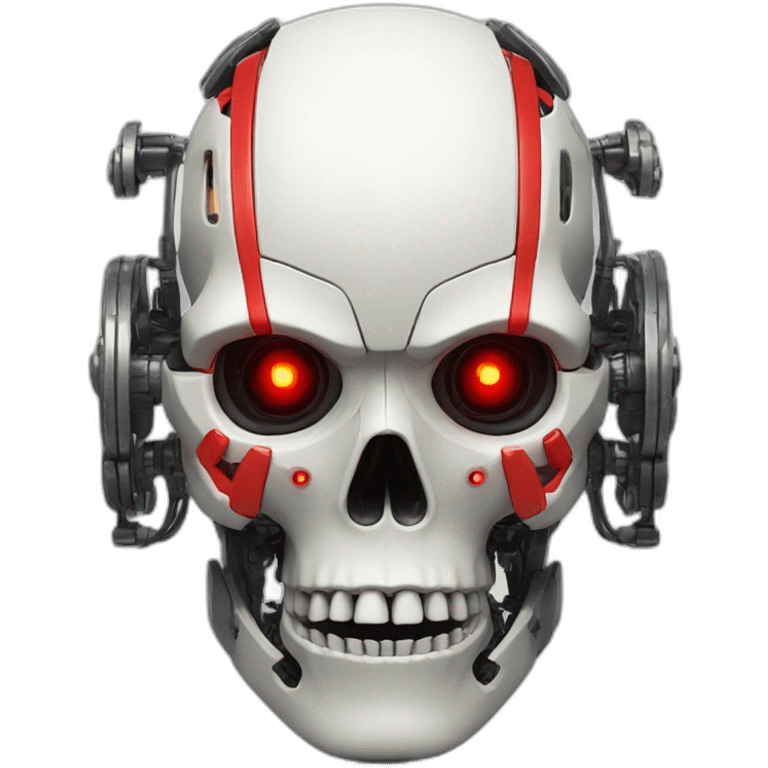 Robotic skull with red touches emoji