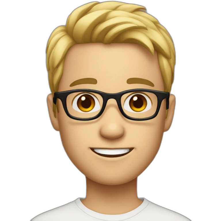 Fair skin boy with black glasses emoji