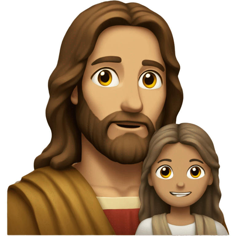 Jesus  next to a kid emoji