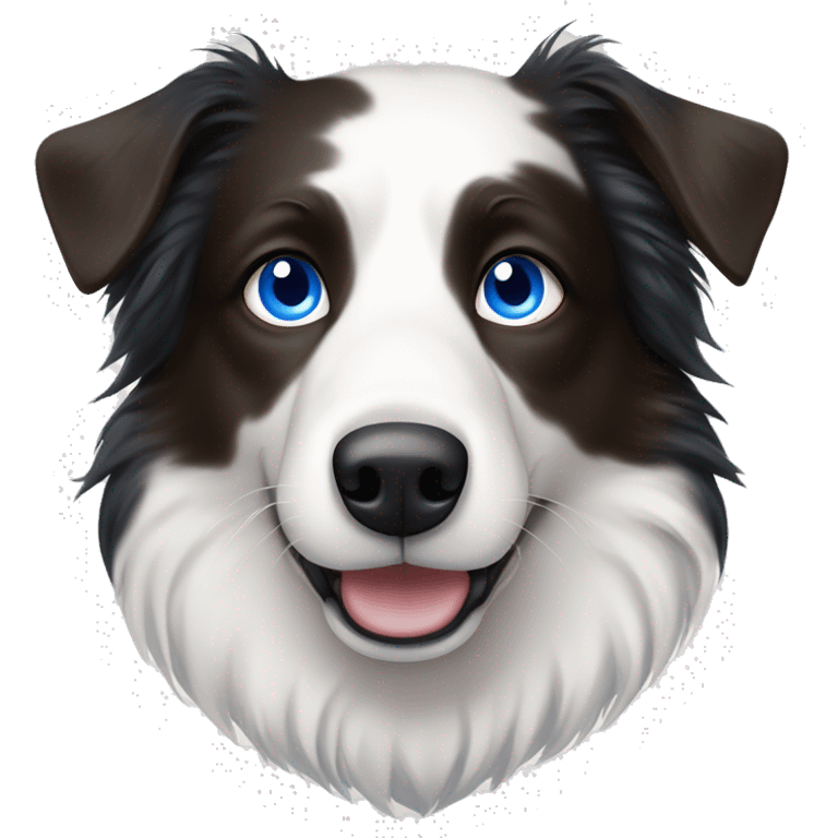 A white with black spots merel border collie with one blue eye and one brown eye ears sticking up  emoji